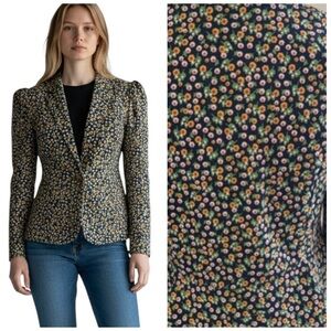 MODCLOTH Navy Floral Peplum Blazer